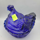 Large Cobalt Blue Chicken / Hen on Nest (YVO) (411)