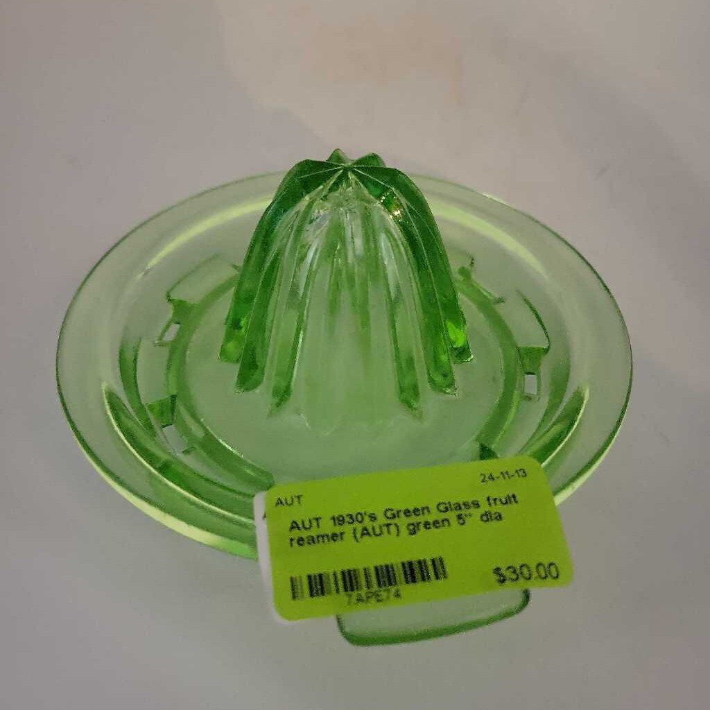 1930's Green Glass fruit reamer (AUT)