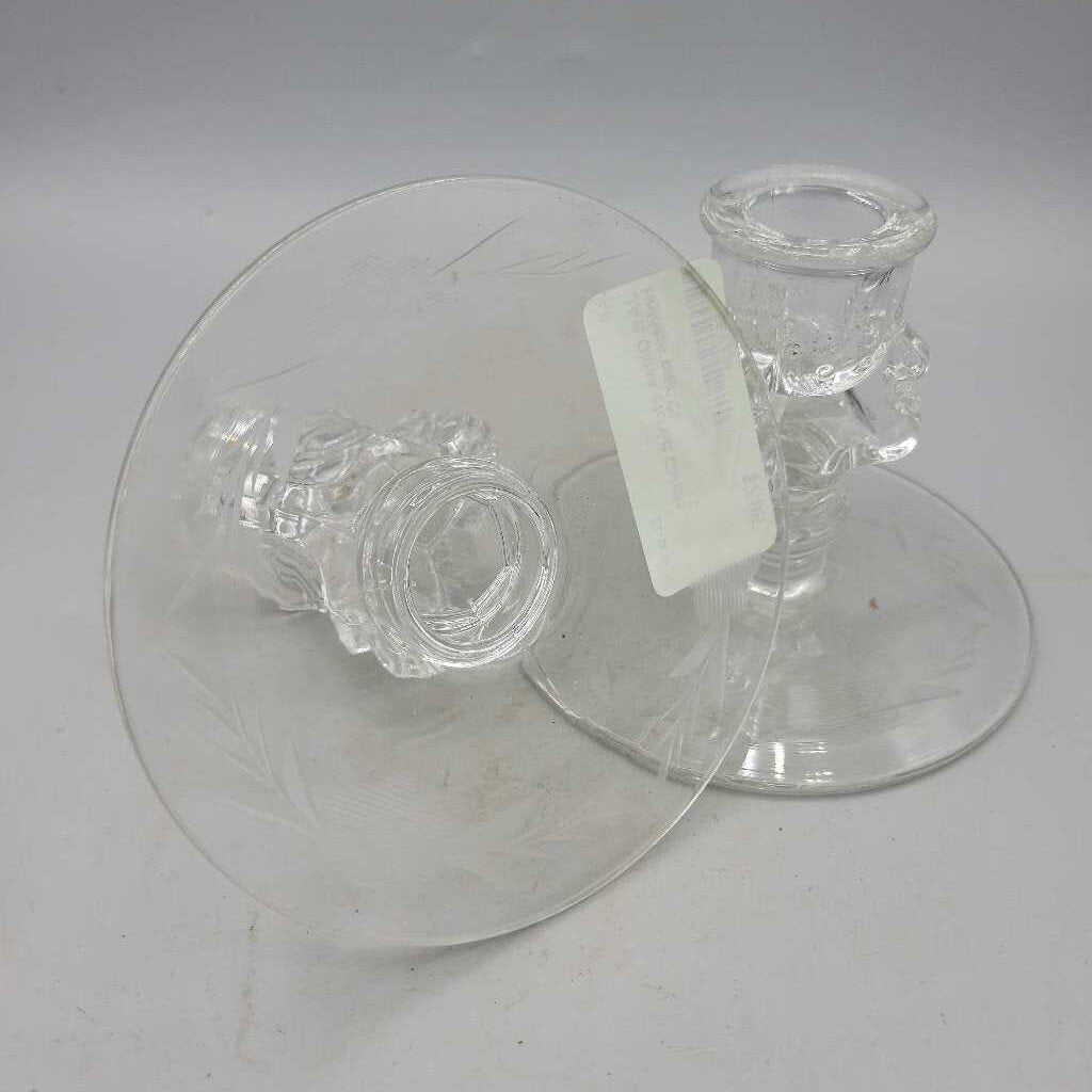 Glass etched Candle Holders pair