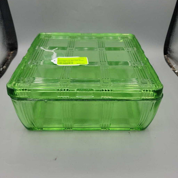 Uranium Glass Covered Refrigerator dish (NS) #4193