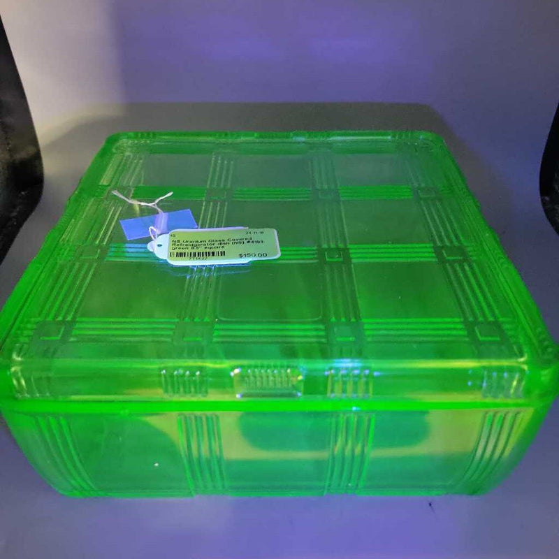 Uranium Glass Covered Refrigerator dish (NS)