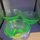 Uranium Glass, Set of 3 Bowls (NS)