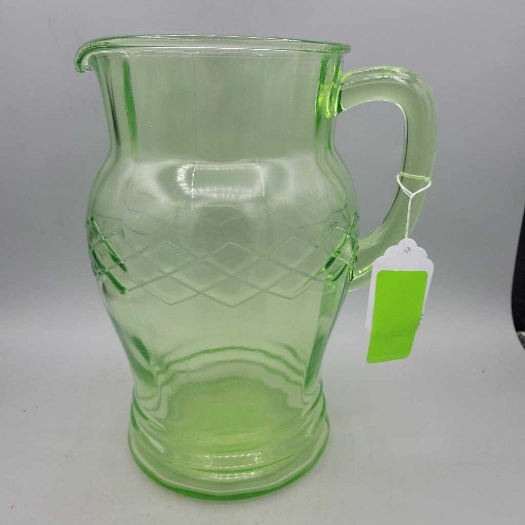 Green Dep. Uranium Glass Pitcher (NS) #4193