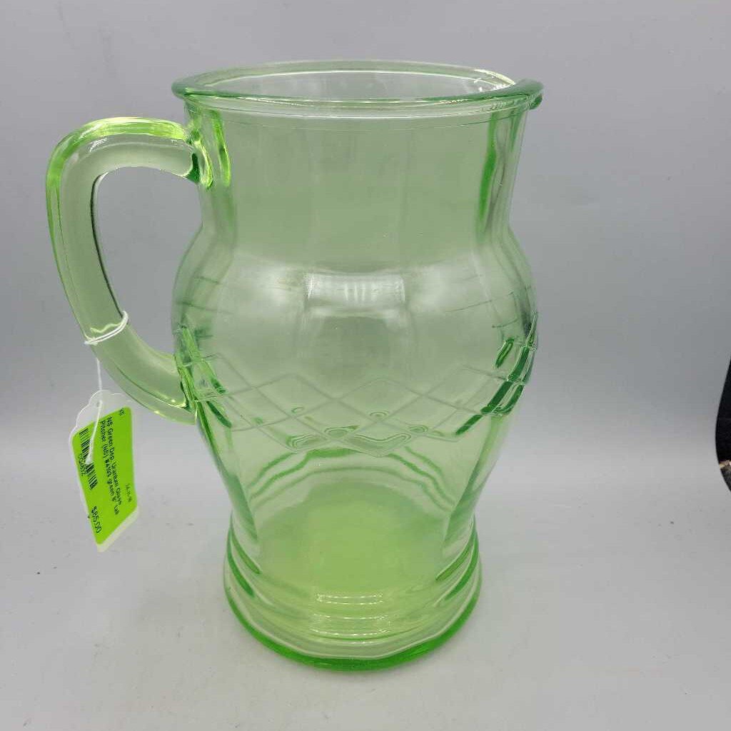 Green Dep. Uranium Glass Pitcher (NS) #4193