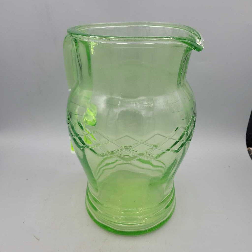 Green Dep. Uranium Glass Pitcher (NS) #4193