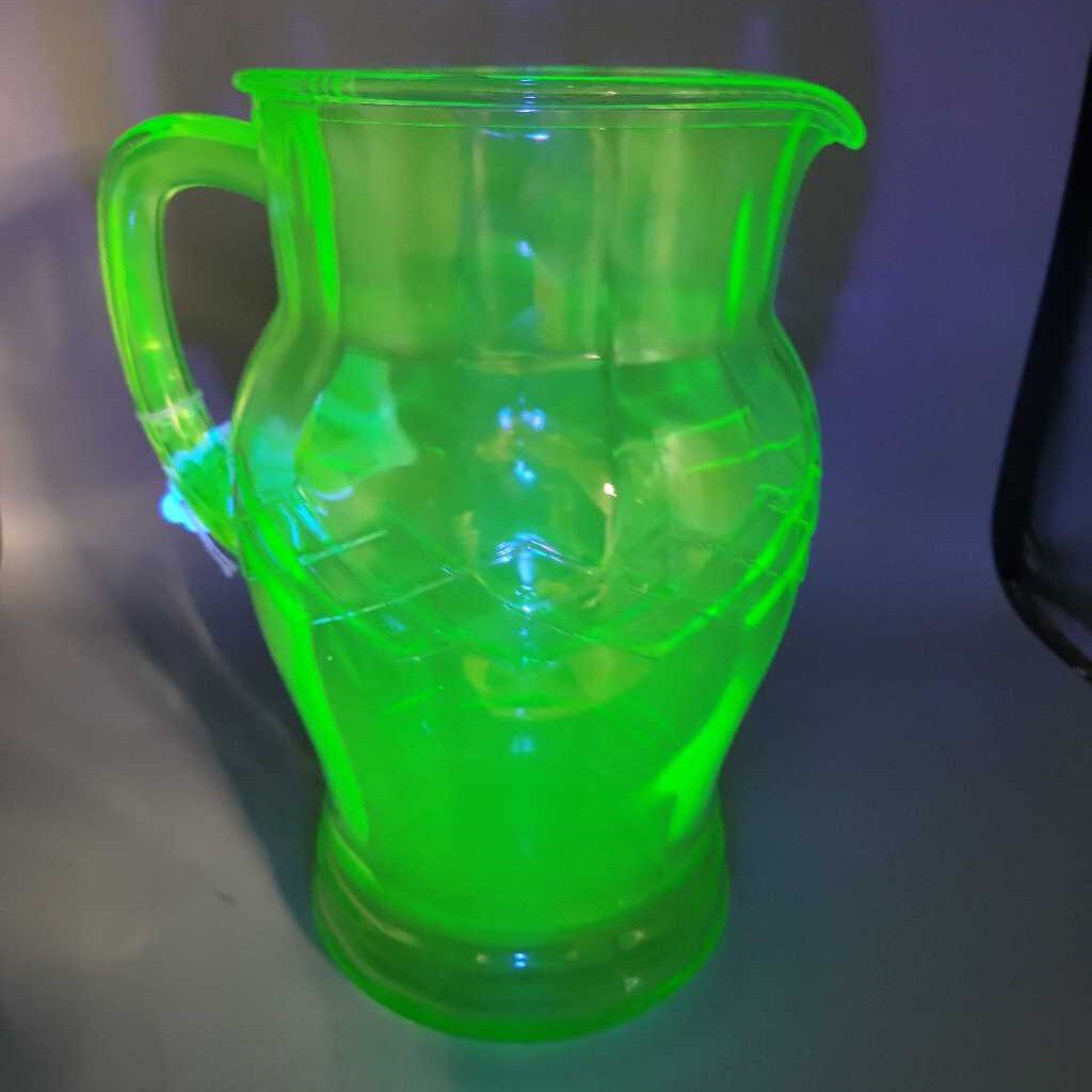 Green Dep. Uranium Glass Pitcher (NS) #4193