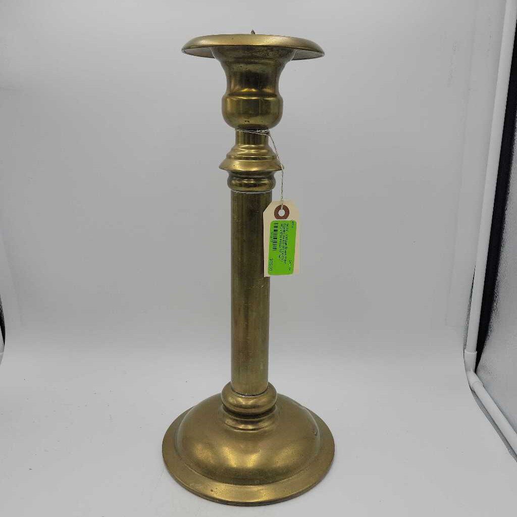 Vintage Brass Pillar Candle Holder {K} (WDV) WDV1703