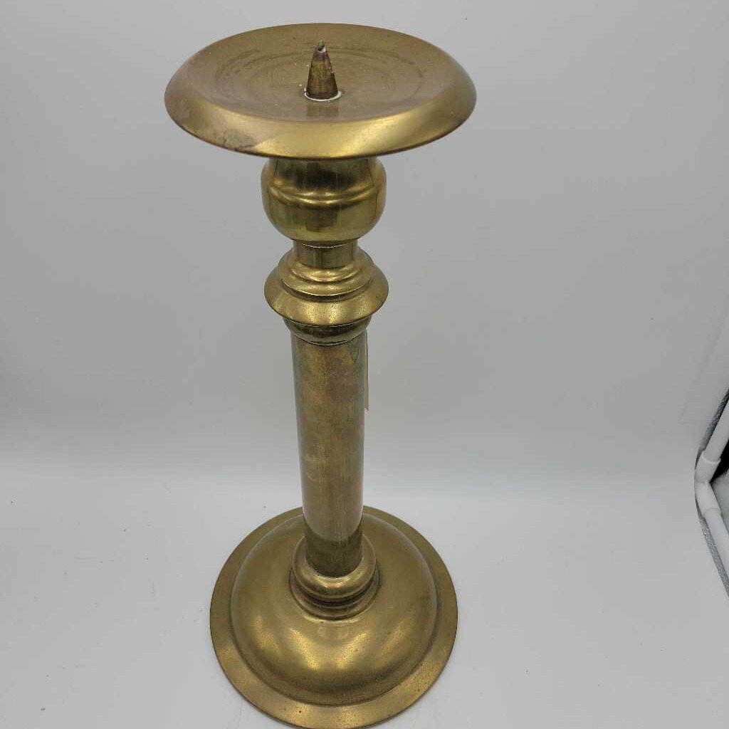 Vintage Brass Pillar Candle Holder {K} (WDV) WDV1703