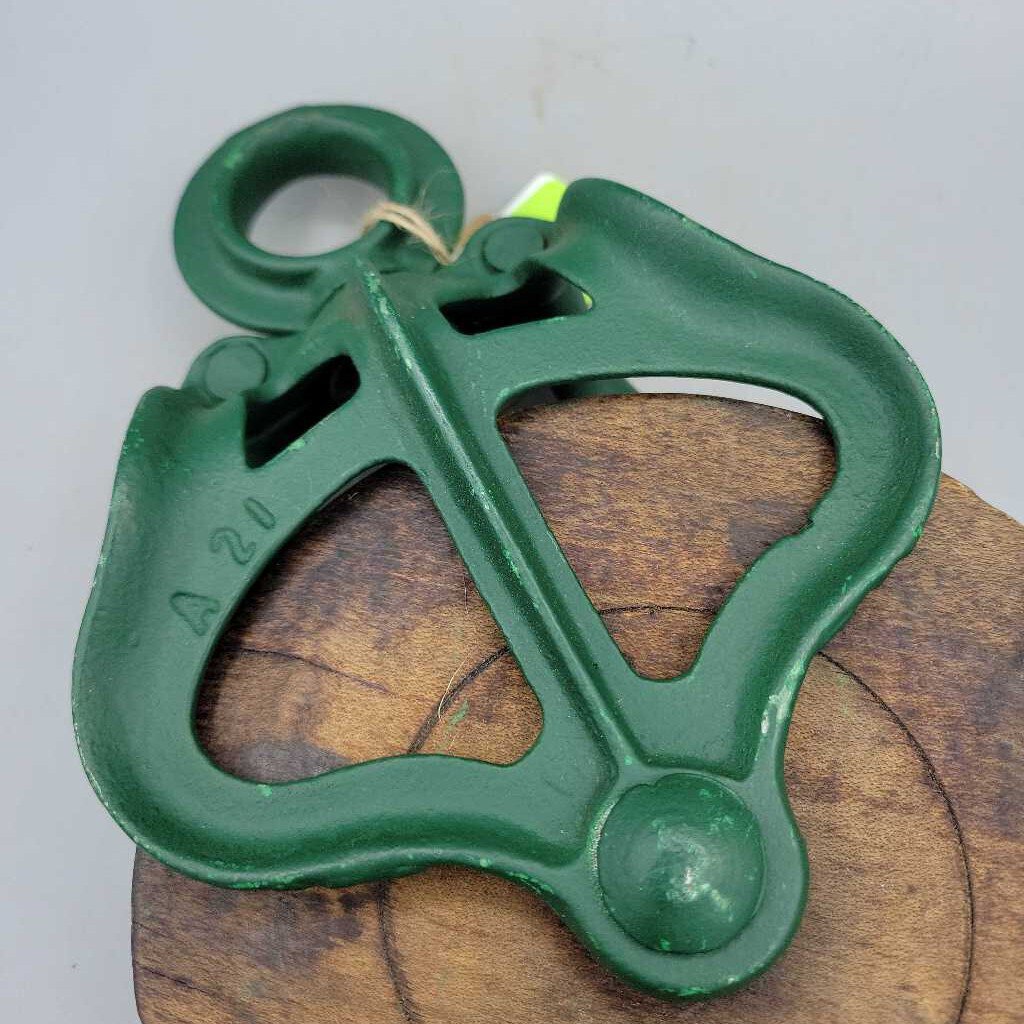 Antique Wood Pulley w/ Green Powder-Coated Metal (SAL)