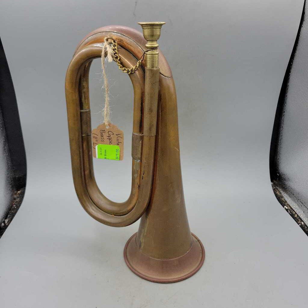 Vintage Copper & Brass Bugle (11" Long) (SAL)