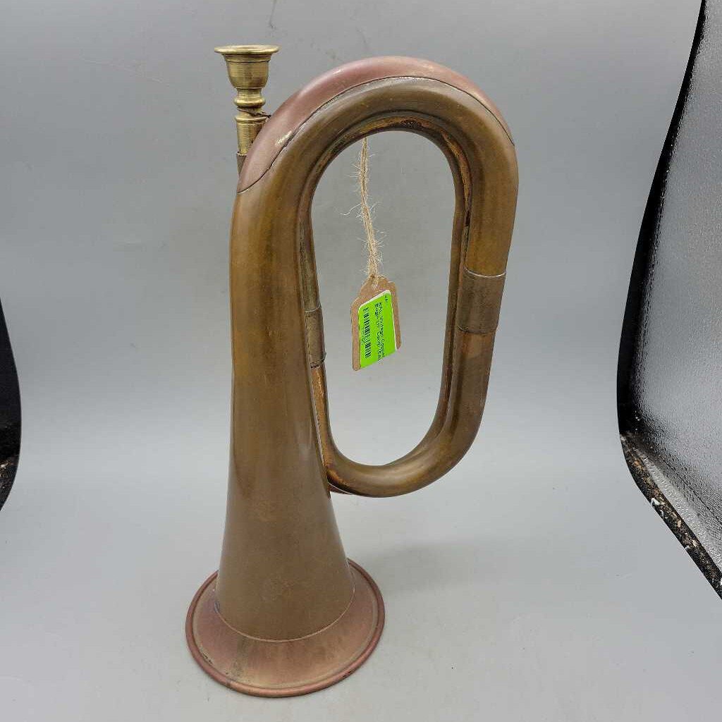 Vintage Copper & Brass Bugle (11" Long) (SAL)