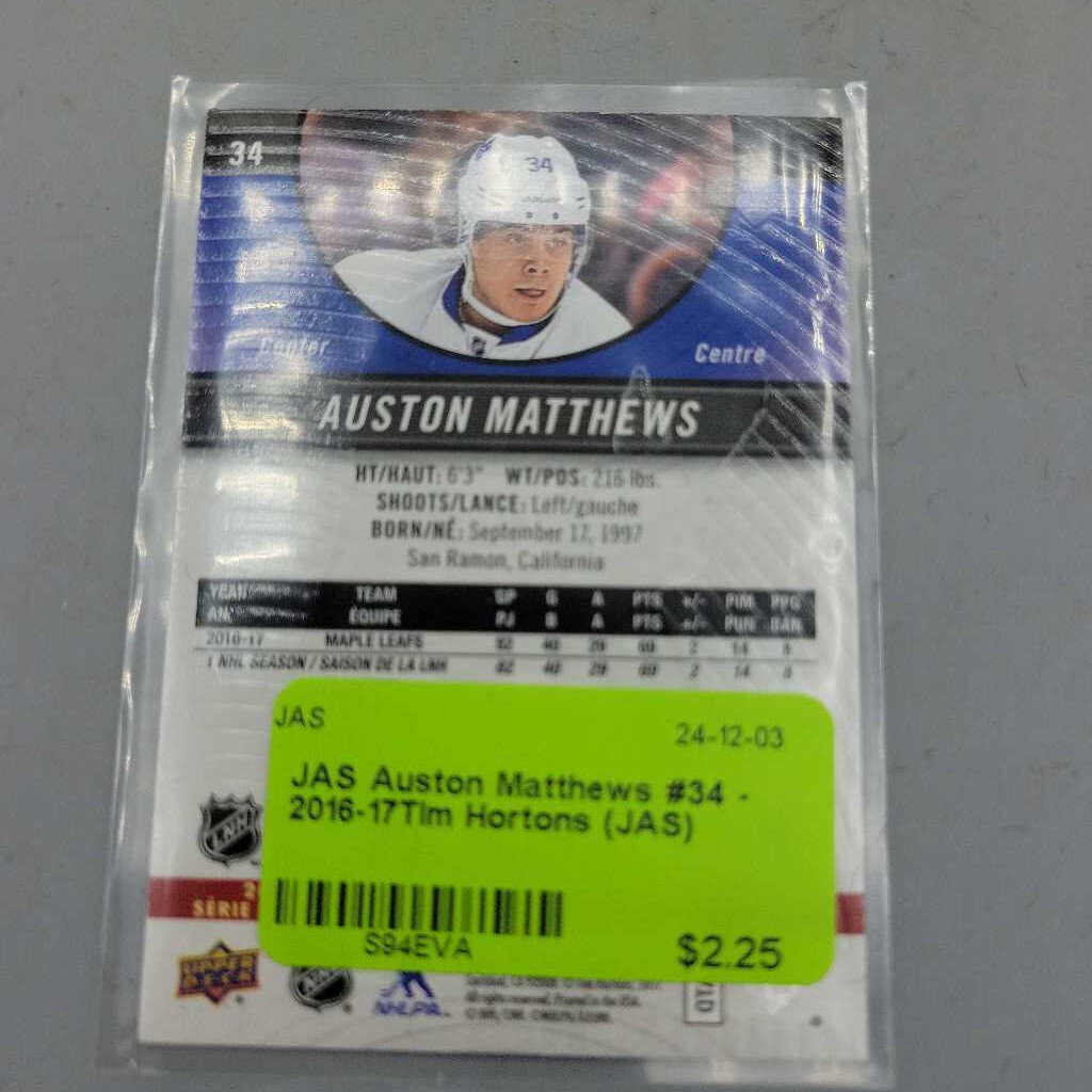 Auston Matthews #34 - 2016-17Tim Hortons (JAS)