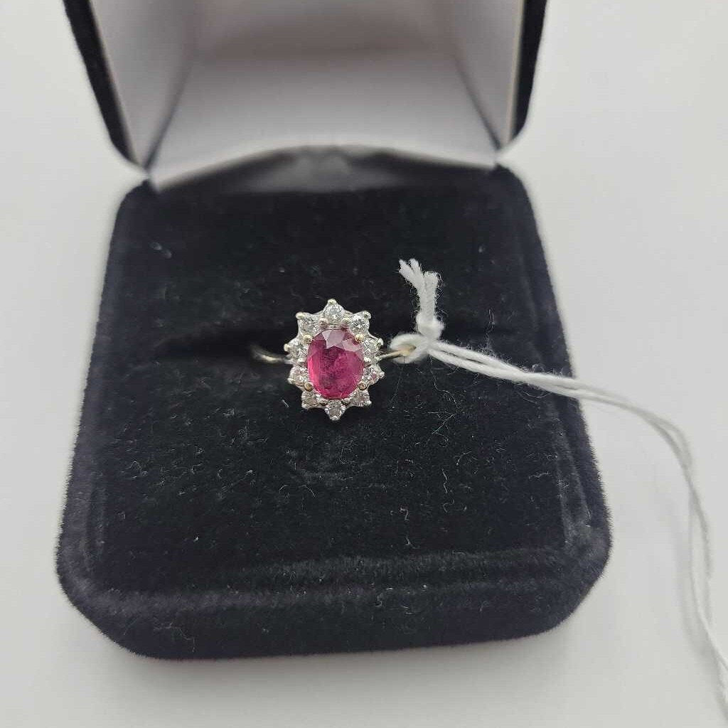 14k WG 0.75ct Ruby & 0.3ct Diamonds Ring - #11188