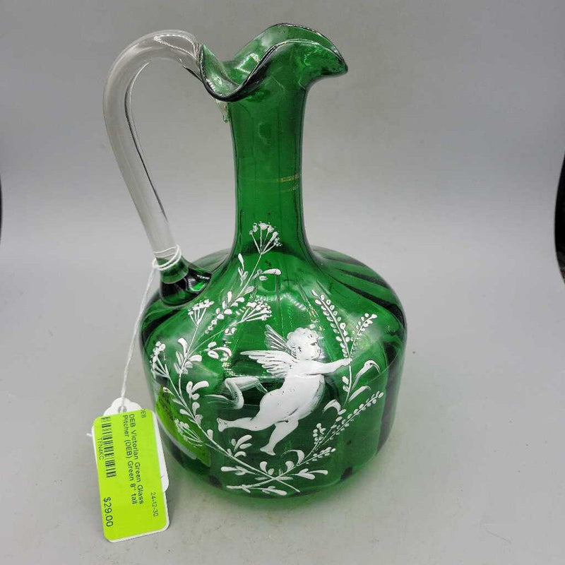 Victorian Green Glass Pitcher (DEB)