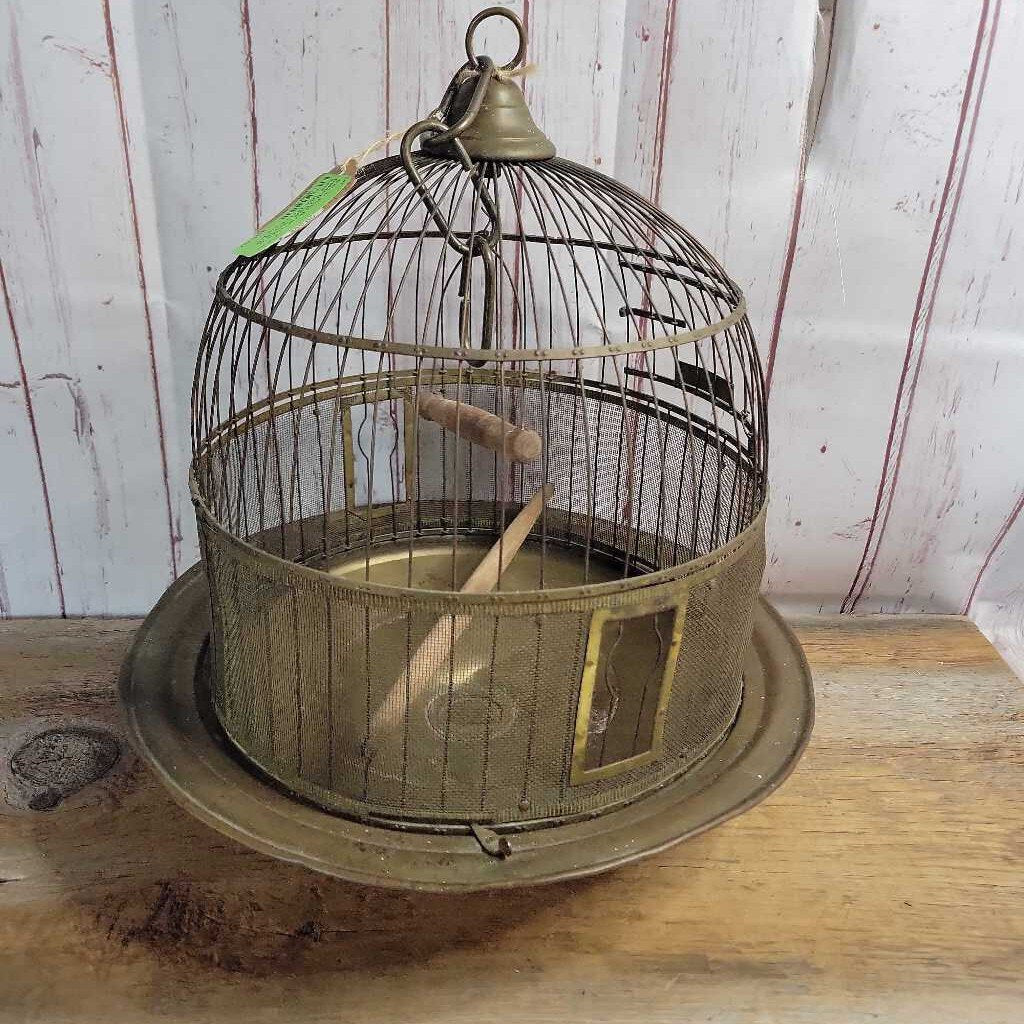 Vintage Brass "Hendryx" Dome Bird Cage - New Haven, Conn., USA (SAL)