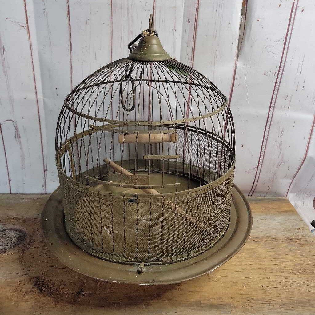 Vintage Brass "Hendryx" Dome Bird Cage - New Haven, Conn., USA (SAL)