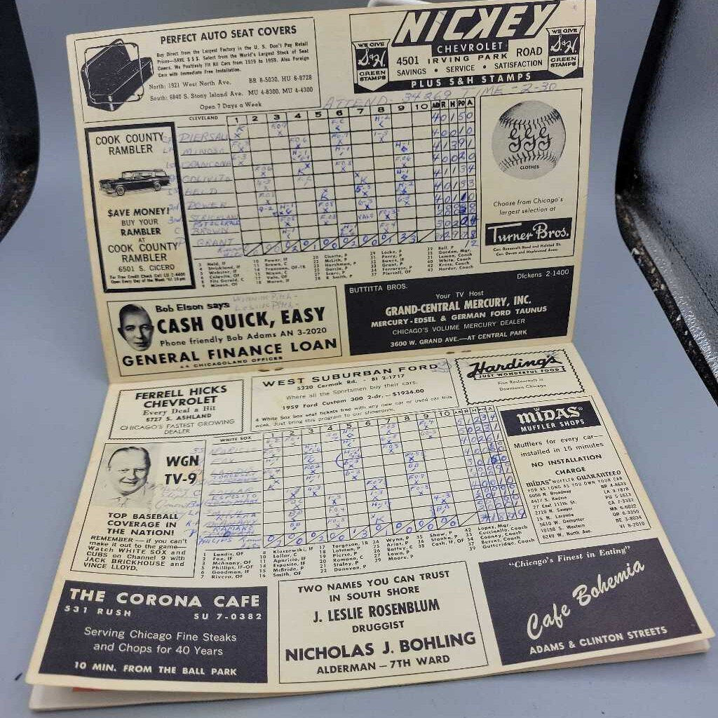 1959 Chicago White Socks Official Score Book (JL)