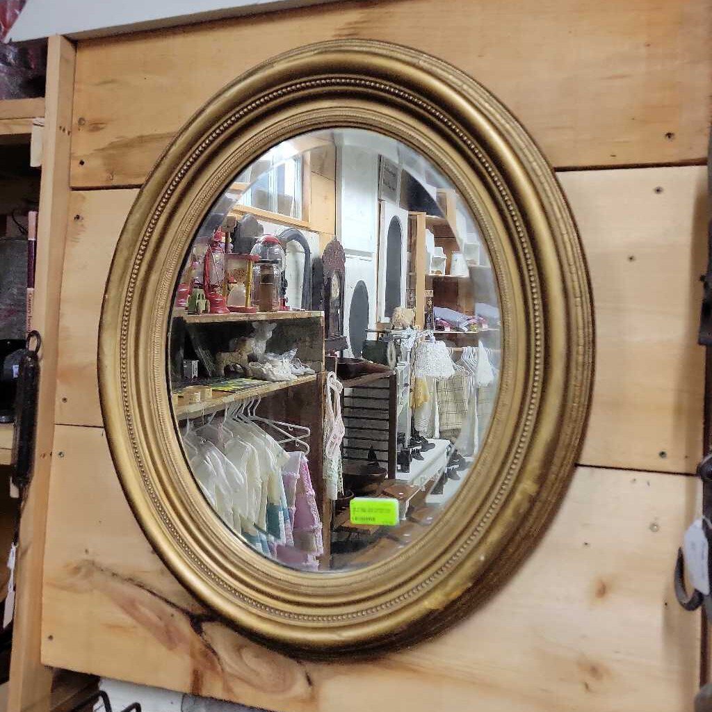 Antique Gold Painted Oval Mirror (RB)