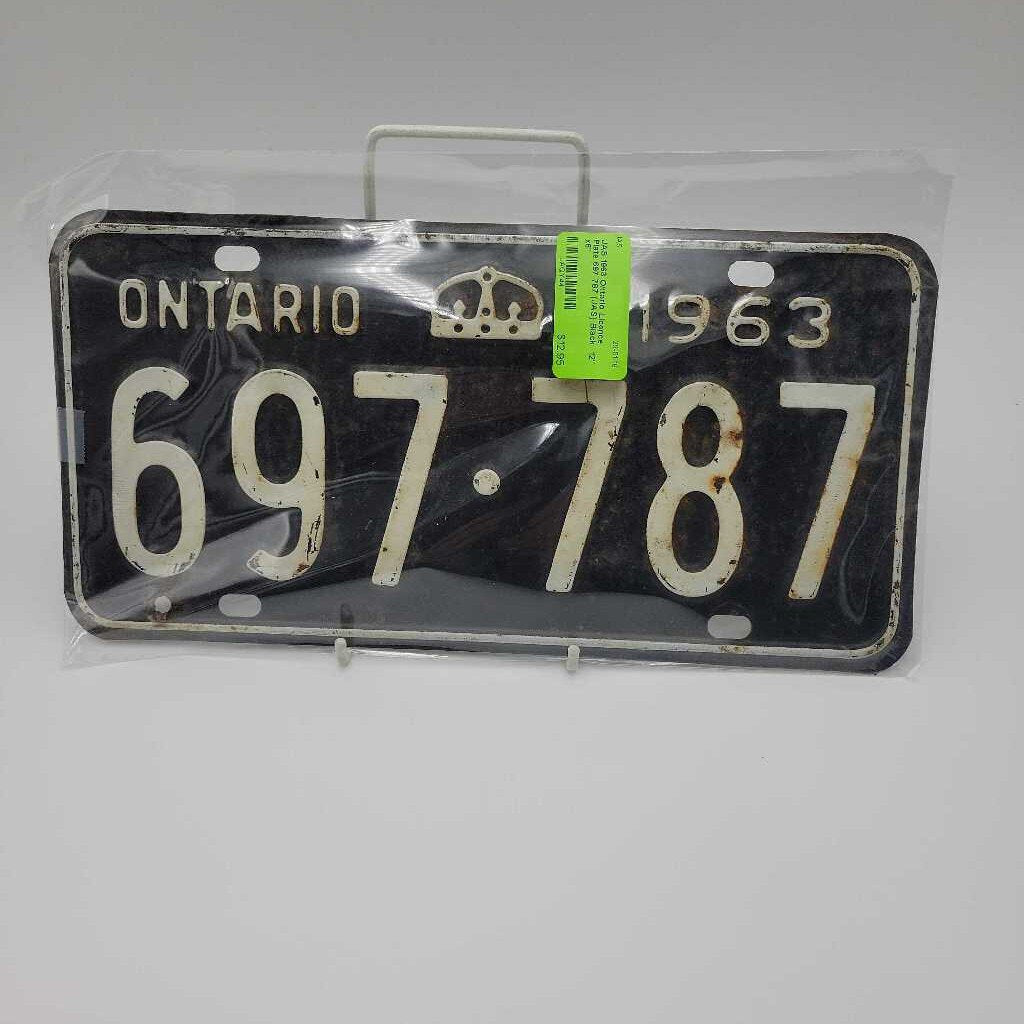 1963 Ontario Licence Plate 697 787 (JAS)