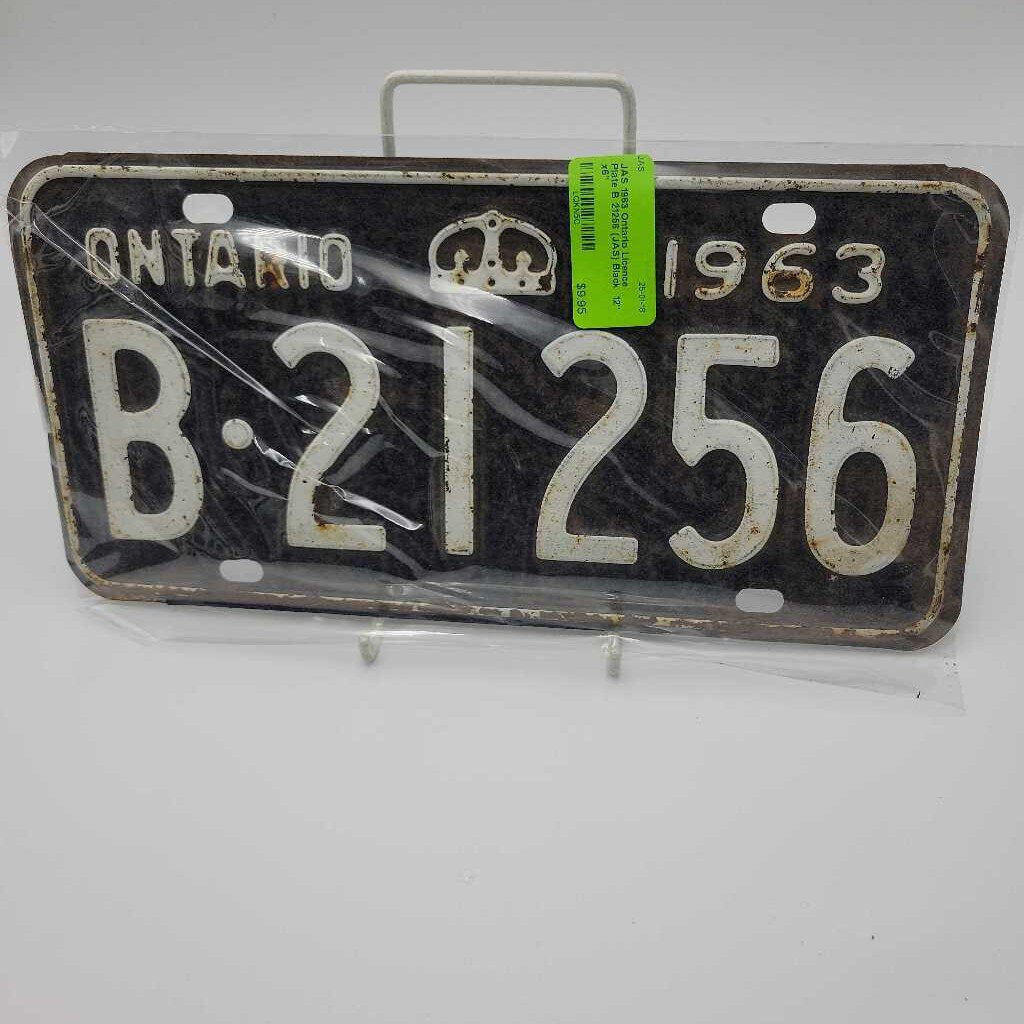 1963 Ontario Licence Plate B 21256 (JAS)