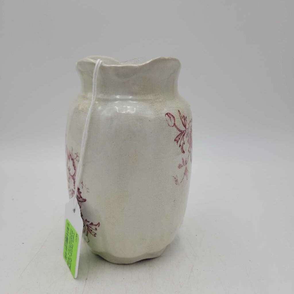 Peony Design Washstand Vase Red Transferware #1496 (MCC)