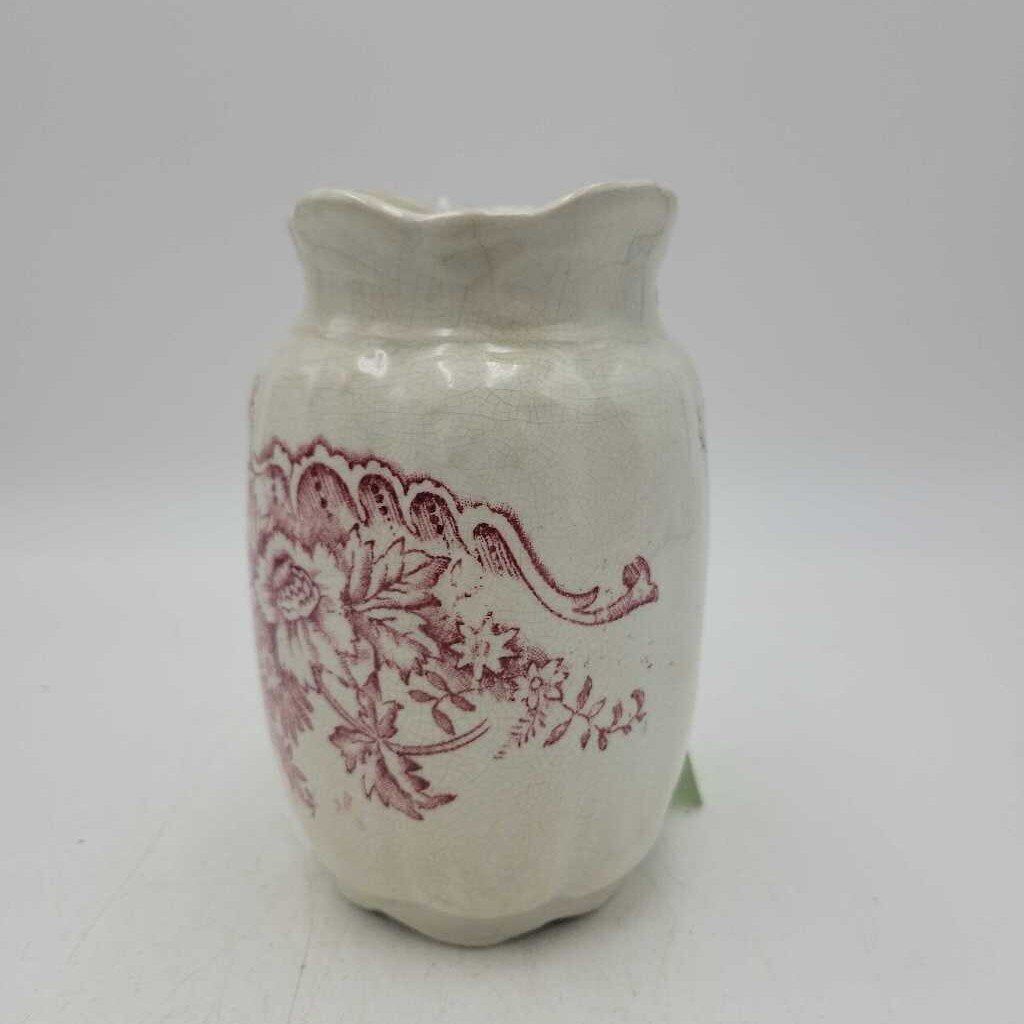 Peony Design Washstand Vase Red Transferware #1496 (MCC)
