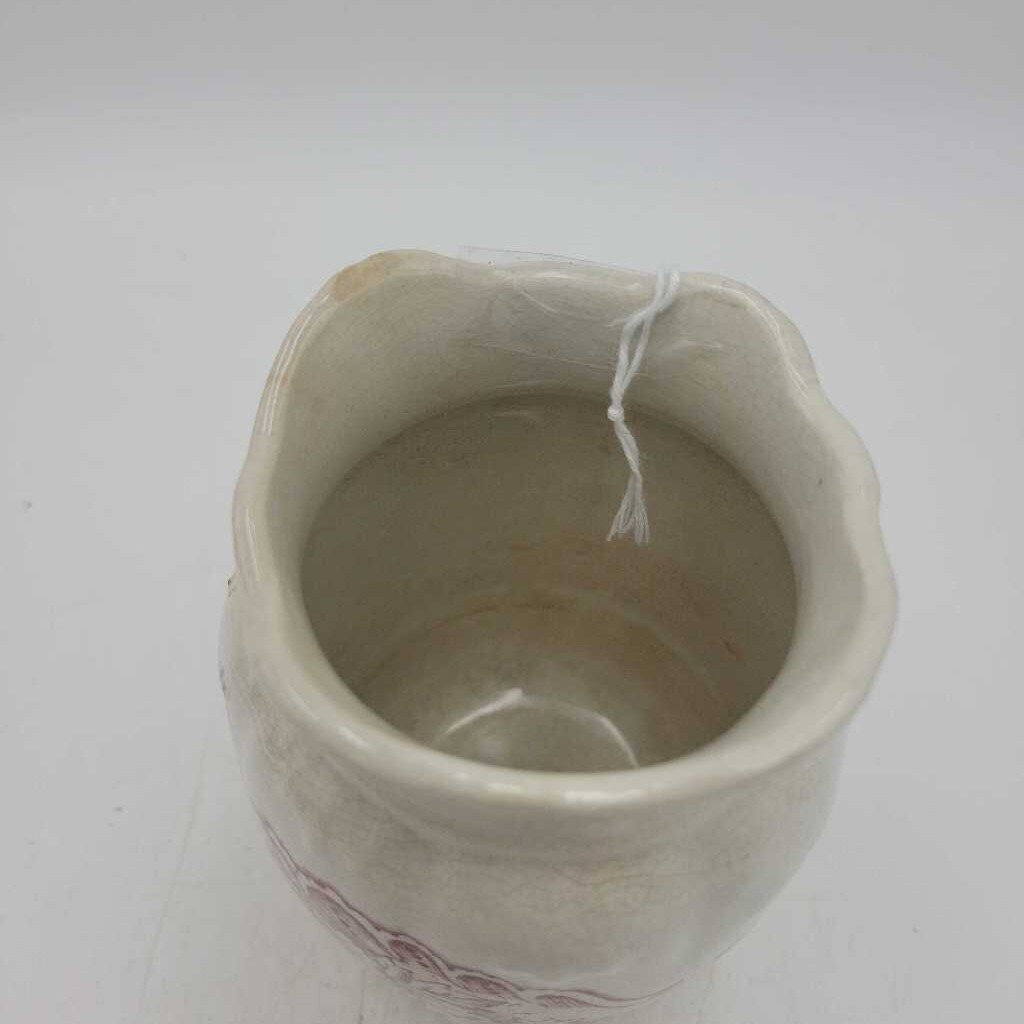 Peony Design Washstand Vase Red Transferware #1496 (MCC)