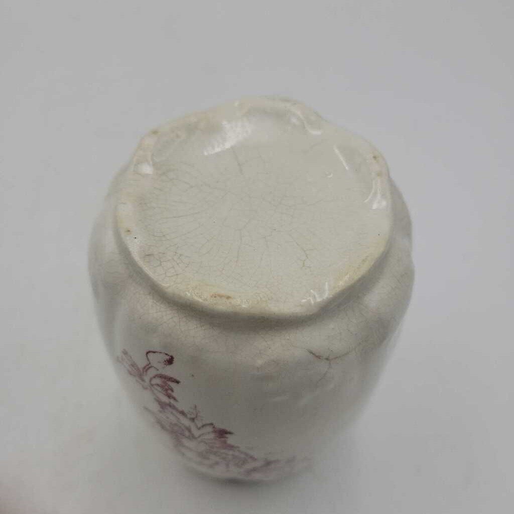 Peony Design Washstand Vase Red Transferware #1496 (MCC)