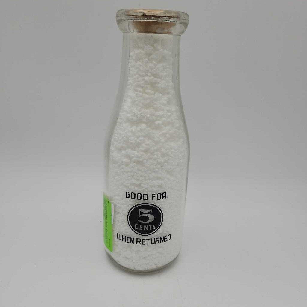 Riverview Dairy Caledonia pint milk bottle Rare 5c back (JEF)