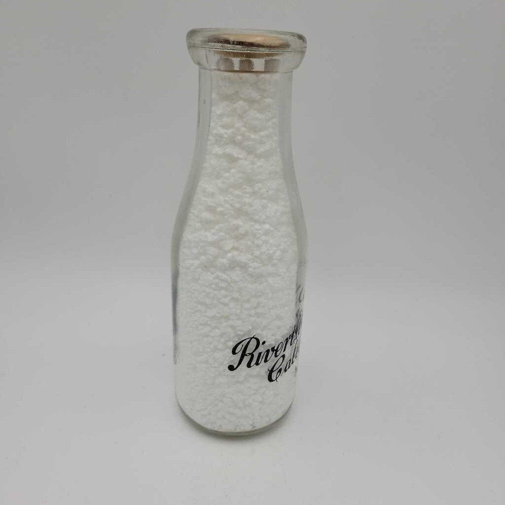 Riverview Dairy Caledonia pint milk bottle Rare 5c back (JEF)