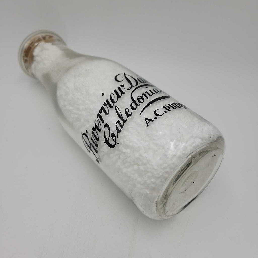 Riverview Dairy Caledonia pint milk bottle Rare 5c back (JEF)