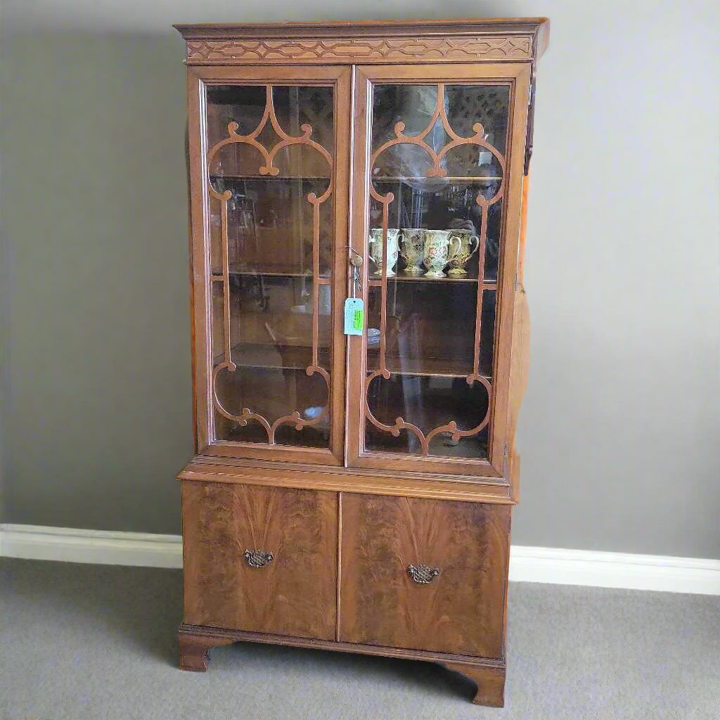 Mahogany China Cabinet W/Key 1940's (NS) 506