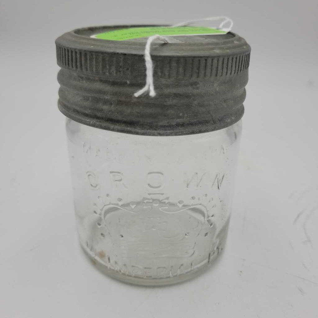 1/2 pint Crown Sealer canning jar 1938 (DEB)