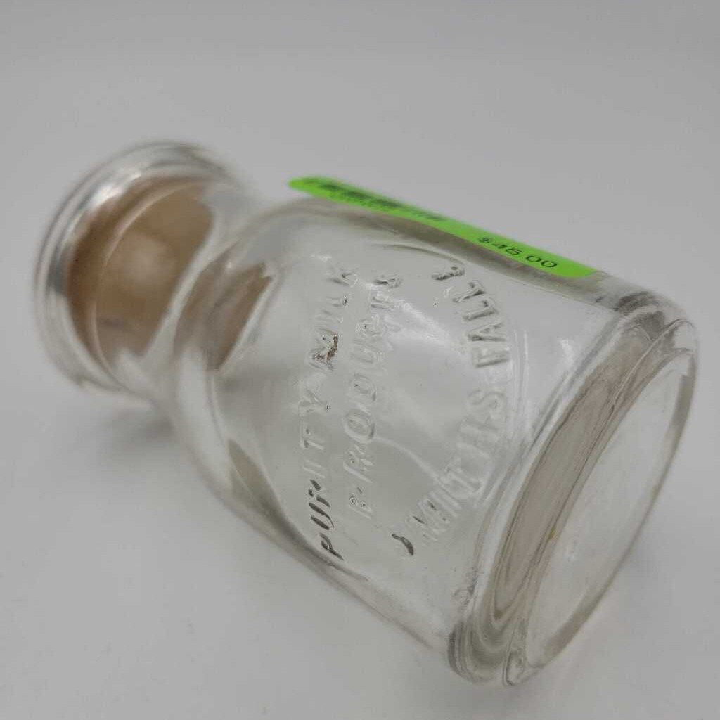 Quarter Pint Milk Bottle Purity Milk Products Smith Falls (JEF)