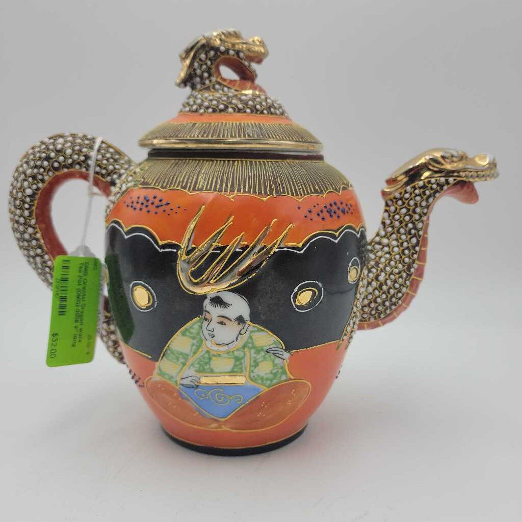 Oriental Dragon ware Tea Pot Repaired lid (DMG) 0008