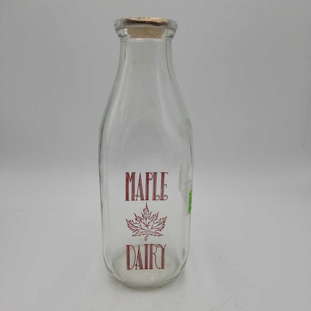 Maple Dairy Quart Milk Bottle Woodstock (SS) 8297