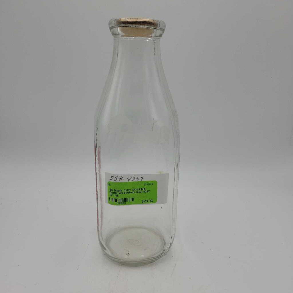 Maple Dairy Quart Milk Bottle Woodstock (SS) 8297