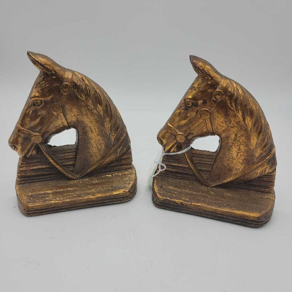 Cast Metal Horsehead Bookends (BS)