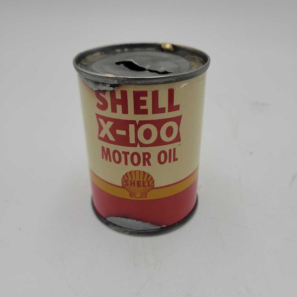 Shell X100 Miniature motor oil Can Coin Bank (Jef)