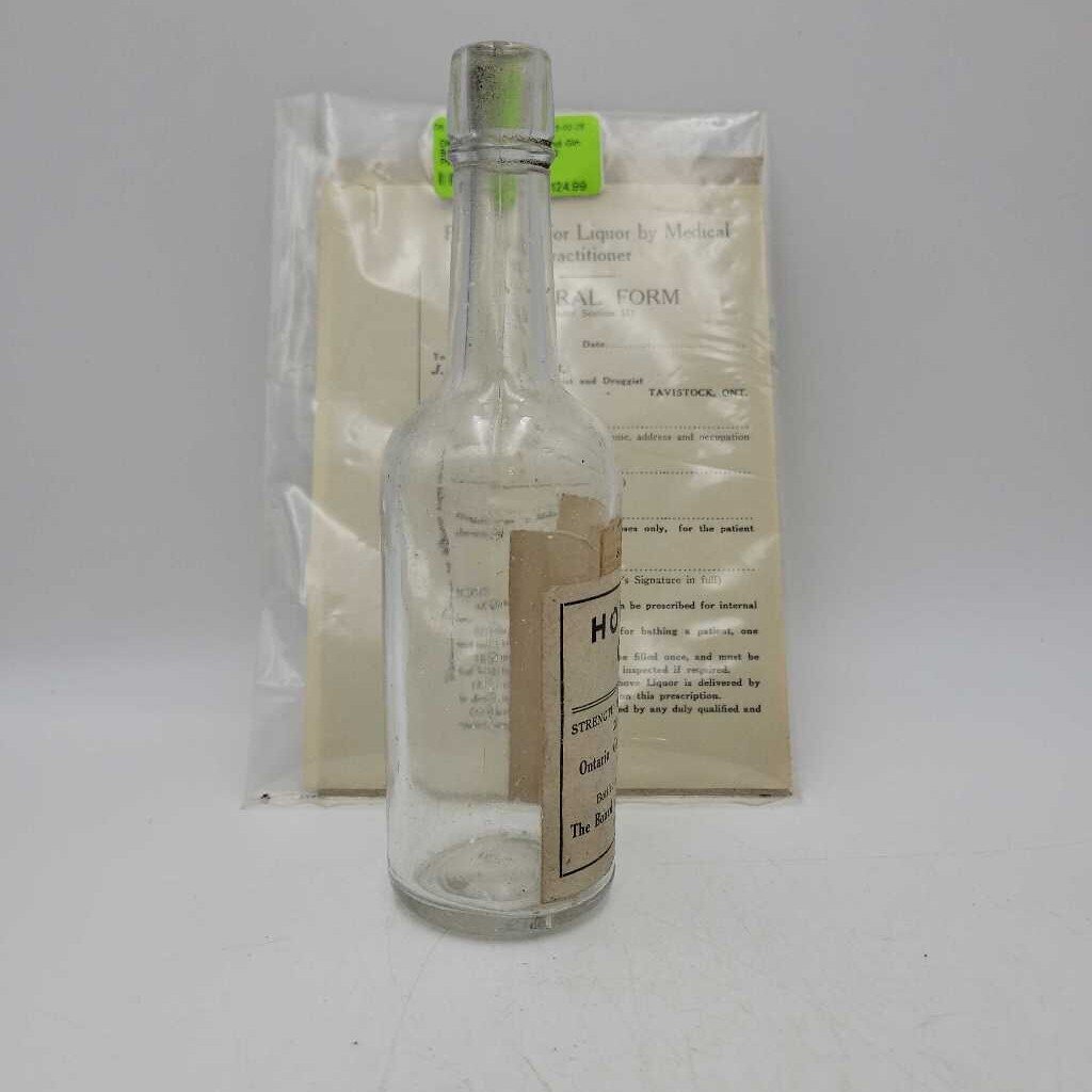 Prohibition Era Holland Gin Bottle with Prescription 2 Pieces (DR)
