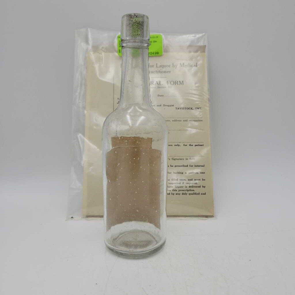 Prohibition Era Holland Gin Bottle with Prescription 2 Pieces (DR)