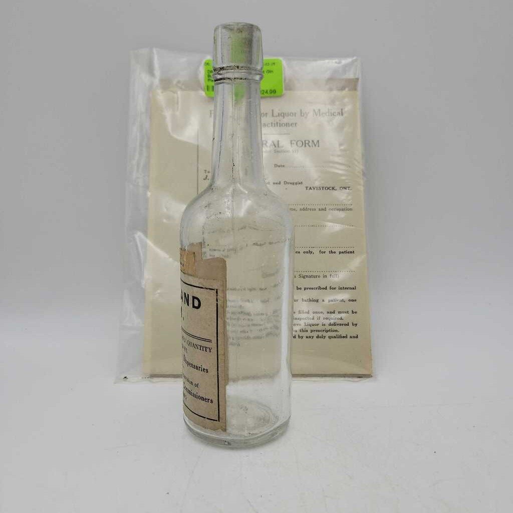 Prohibition Era Holland Gin Bottle with Prescription 2 Pieces (DR)