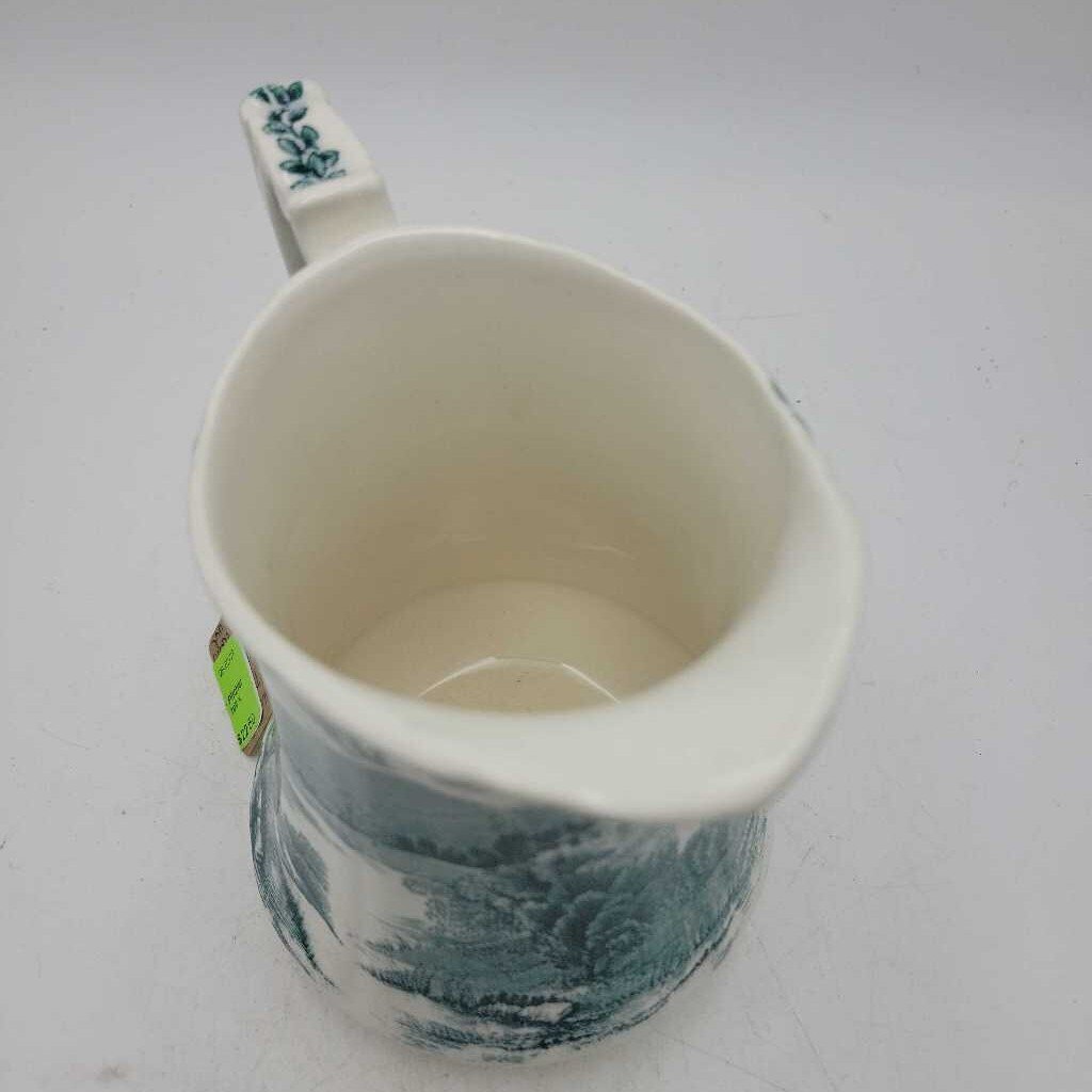 Antique 6" Green "Tintern" Transferware Pitcher by Meakin, England