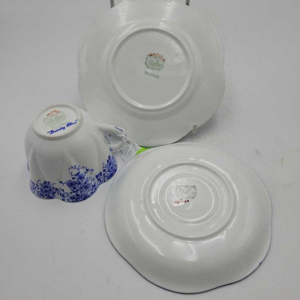 Shelley Dainty Blue Trio Cup & Saucer & Plate Set