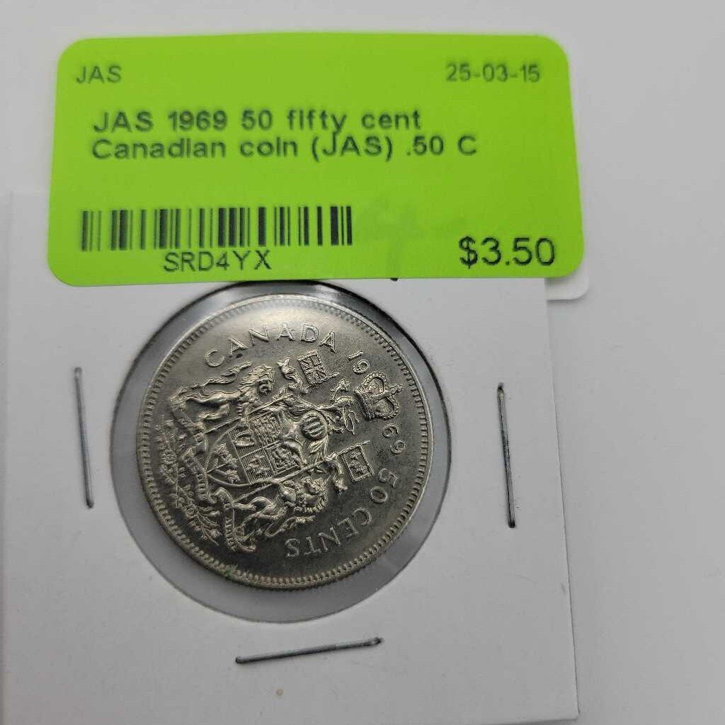 1969 50 fifty cent Canadian coin (JAS)