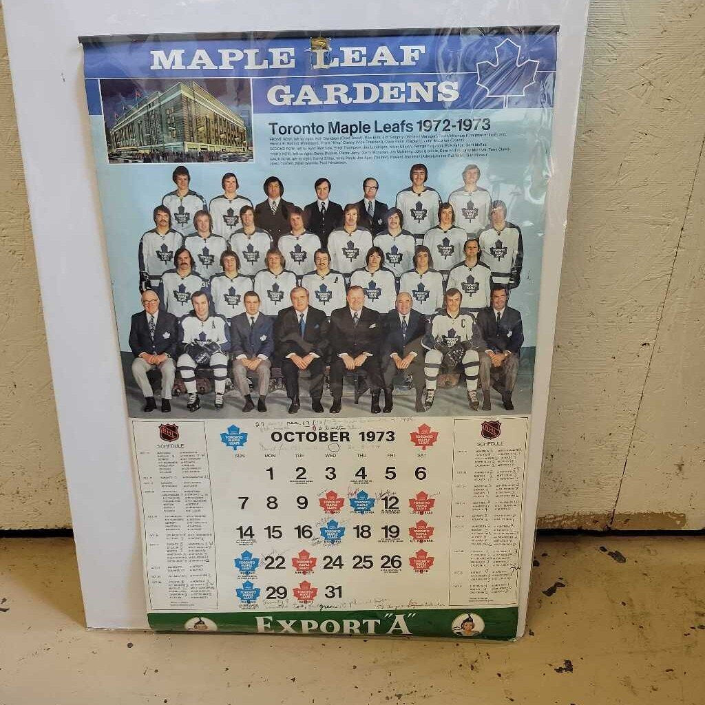 Toronto Maple Leafs 1972 1973 Season Calendar (JAS)