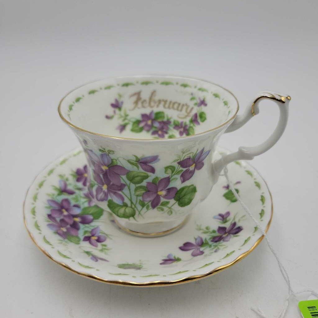 Royal Albert "February" Cup and saucer (DEB)