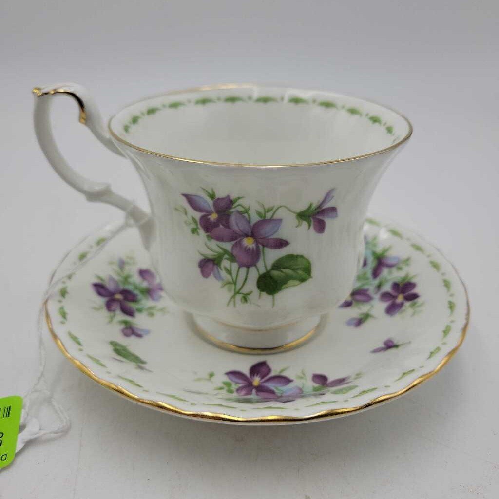 Royal Albert "February" Cup and saucer (DEB)