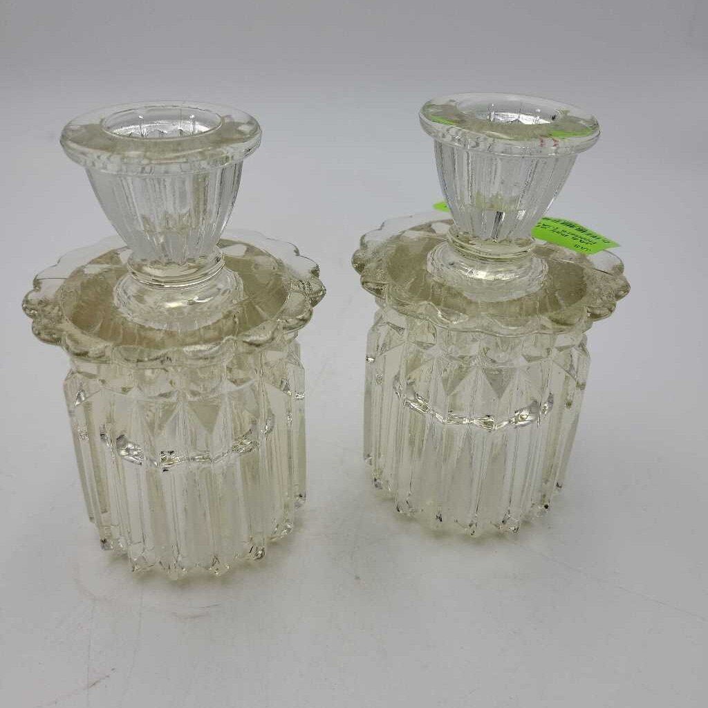 Pair of Glass Candle Holders (JAS)