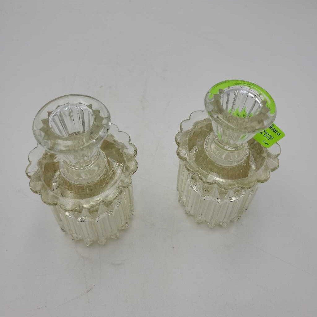 Pair of Glass Candle Holders (JAS)